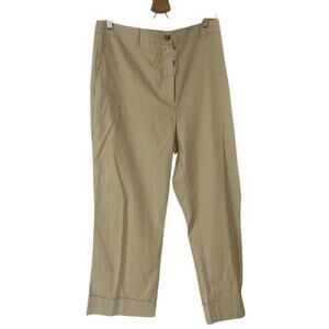 Ann Taylor Factory 14 Slim Wide Leg Crop Pants Cuffed Beige High Rise Business